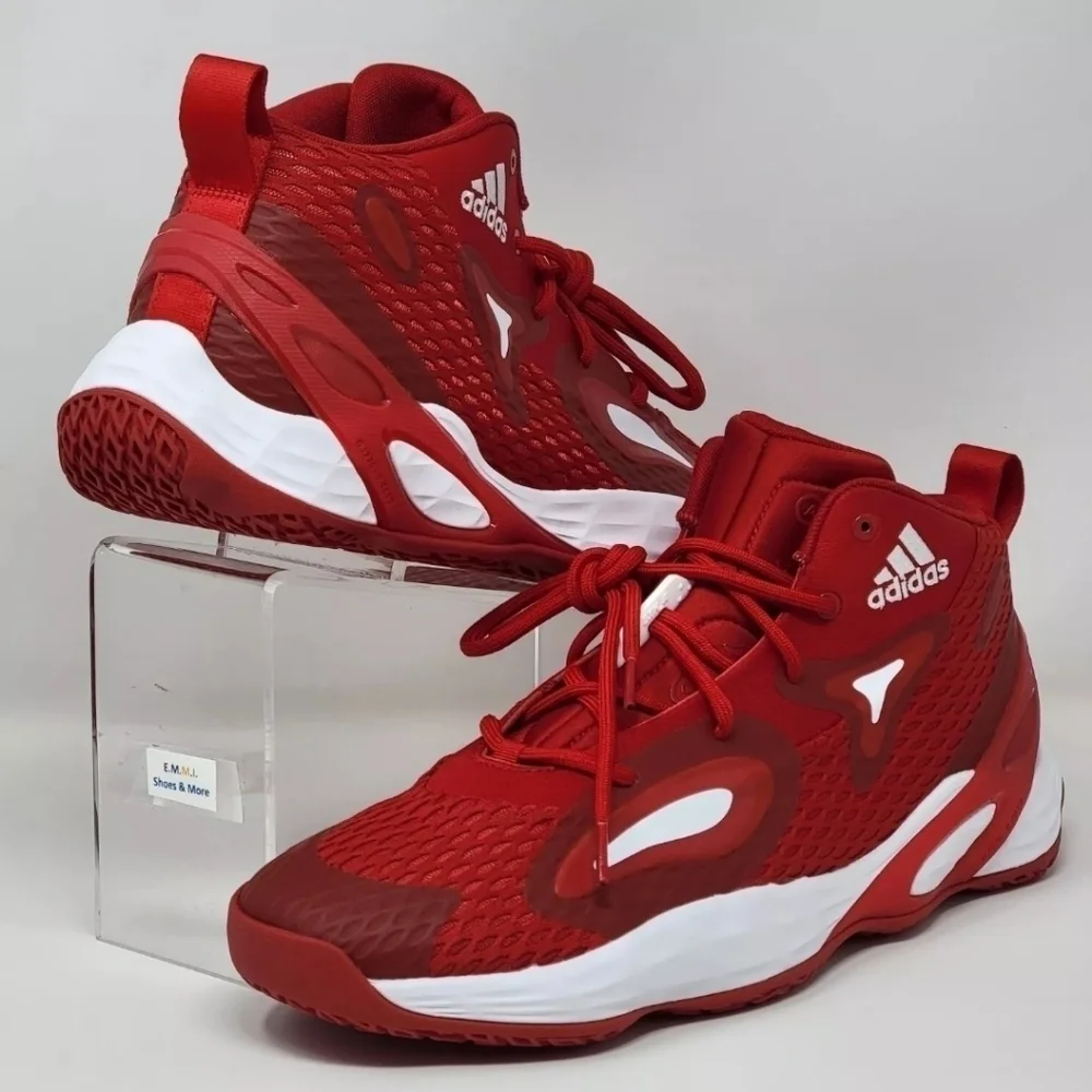 Adidas Exhibit A Sample Mens Size 12.5 Mid Basketball Shoes Red White GW7934 New